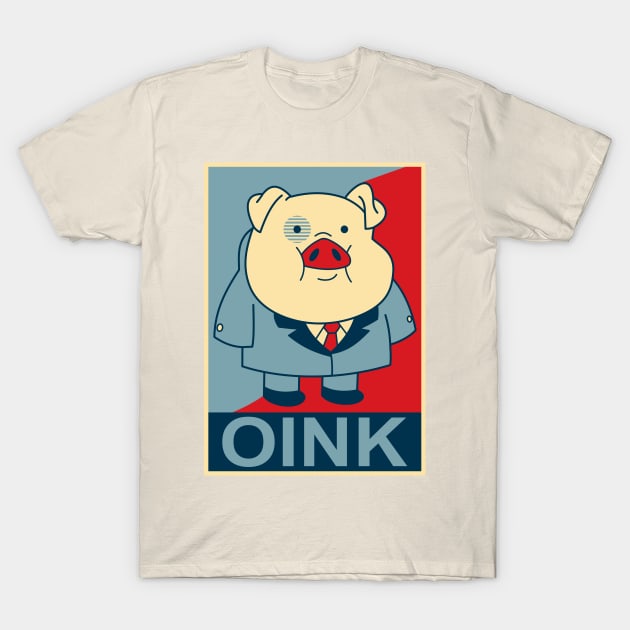 Waddles Oink- "Hope" Poster Parody T-Shirt by Ed's Craftworks